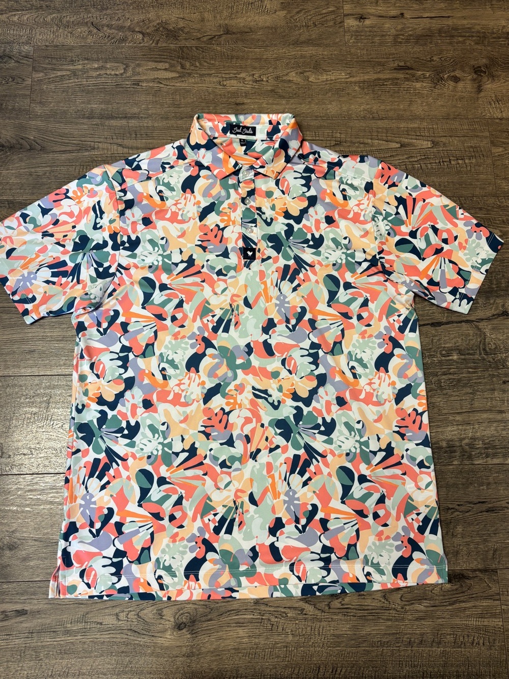 Bad Birdie Floral Golf Polo Shirt Mens XL Botanical Bloom EUC